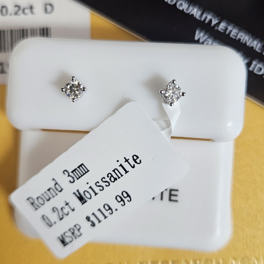 Elegant Silver Moissanite Stud Earrings